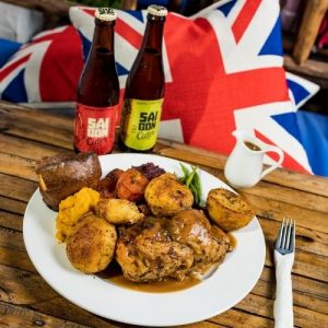 roast plate with 2 craft beer union jacks thao dien life